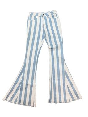 New wisteria lane Los Angeles bell bottom Striped Blue & White Flare Jeans Sz s